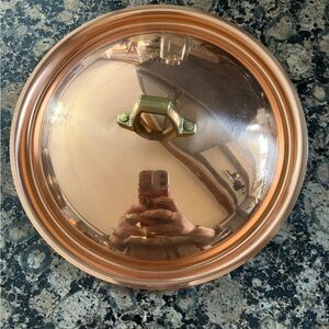 Copper Cookware Lid with Brass Handle vintage